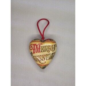 VTG Merry Christmas Heart Ornament Midwest Importers Victorian Style 3” Taiwan